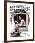 "Dog Outside" or "Patient Friend" Saturday Evening Post Cover, June 10,1922-Norman Rockwell-Framed Giclee Print