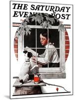 "Dog Outside" or "Patient Friend" Saturday Evening Post Cover, June 10,1922-Norman Rockwell-Mounted Giclee Print