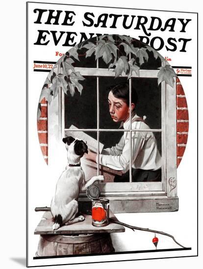 "Dog Outside" or "Patient Friend" Saturday Evening Post Cover, June 10,1922-Norman Rockwell-Mounted Giclee Print