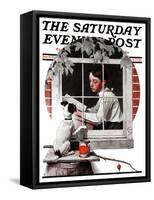 "Dog Outside" or "Patient Friend" Saturday Evening Post Cover, June 10,1922-Norman Rockwell-Framed Stretched Canvas