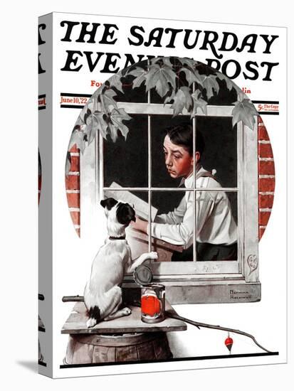 "Dog Outside" or "Patient Friend" Saturday Evening Post Cover, June 10,1922-Norman Rockwell-Stretched Canvas