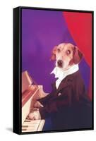 Dog Playing Piano-Found Image Press-Framed Stretched Canvas