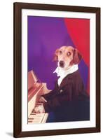 Dog Playing Piano-Found Image Press-Framed Photographic Print