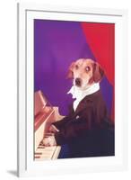 Dog Playing Piano-null-Framed Art Print