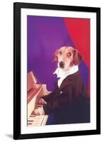 Dog Playing Piano-null-Framed Art Print