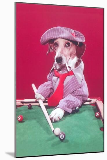 Dog Pool Shark-null-Mounted Art Print