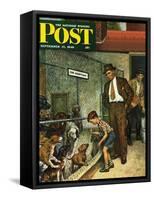 "Dog Pound," Saturday Evening Post Cover, September 17, 1949-Amos Sewell-Framed Stretched Canvas