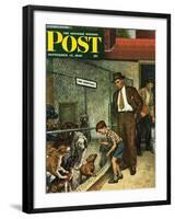 "Dog Pound," Saturday Evening Post Cover, September 17, 1949-Amos Sewell-Framed Giclee Print