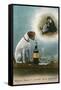 Dog Reminiscing with Whisky Bottle-null-Framed Stretched Canvas