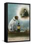 Dog Reminiscing with Whisky Bottle-null-Framed Stretched Canvas