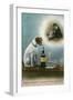 Dog Reminiscing with Whisky Bottle-null-Framed Art Print