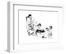 Dog’s Bath-Norman Rockwell-Framed Giclee Print