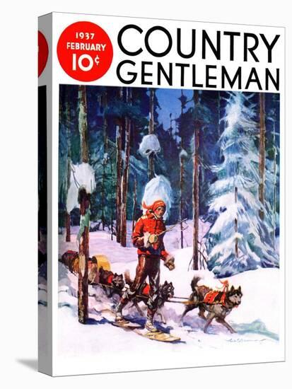 "Dog Sled," Country Gentleman Cover, February 1, 1937-Frank Schoonover-Stretched Canvas