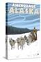 Dog Sledding Scene, Anchorage, Alaska-Lantern Press-Stretched Canvas