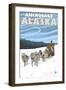 Dog Sledding Scene, Anchorage, Alaska-Lantern Press-Framed Art Print