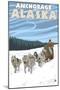 Dog Sledding Scene, Anchorage, Alaska-Lantern Press-Mounted Art Print