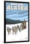 Dog Sledding Scene, Dawson, Alaska-Lantern Press-Framed Art Print