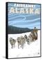 Dog Sledding Scene, Fairbanks, Alaska-Lantern Press-Framed Stretched Canvas