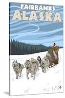 Dog Sledding Scene, Fairbanks, Alaska-Lantern Press-Stretched Canvas