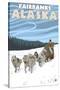 Dog Sledding Scene, Fairbanks, Alaska-Lantern Press-Stretched Canvas