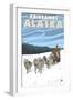 Dog Sledding Scene, Fairbanks, Alaska-Lantern Press-Framed Art Print