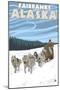 Dog Sledding Scene, Fairbanks, Alaska-Lantern Press-Mounted Art Print