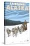 Dog Sledding Scene, Fairbanks, Alaska-Lantern Press-Stretched Canvas