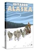 Dog Sledding Scene, Iditarod, Alaska-Lantern Press-Stretched Canvas