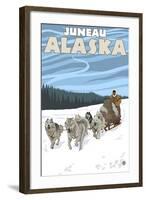 Dog Sledding Scene, Juneau, Alaska-Lantern Press-Framed Art Print