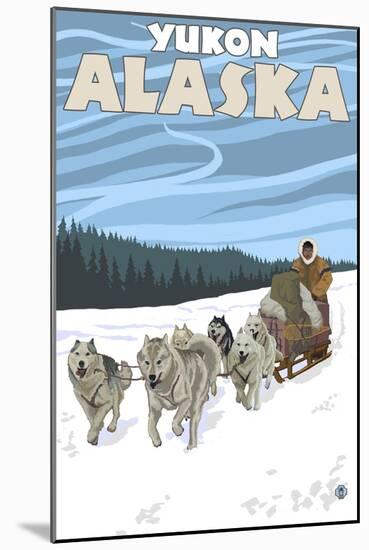 Dog Sledding Scene, Yukon, Alaska-Lantern Press-Mounted Art Print