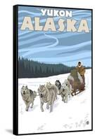 Dog Sledding Scene, Yukon, Alaska-Lantern Press-Framed Stretched Canvas