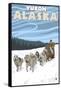 Dog Sledding Scene, Yukon, Alaska-Lantern Press-Framed Stretched Canvas