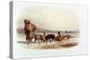 Dog Sledges of the Mandan Indians-Karl Bodmer-Stretched Canvas