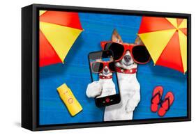 Dog Summer Beach Selfie-Javier Brosch-Framed Stretched Canvas