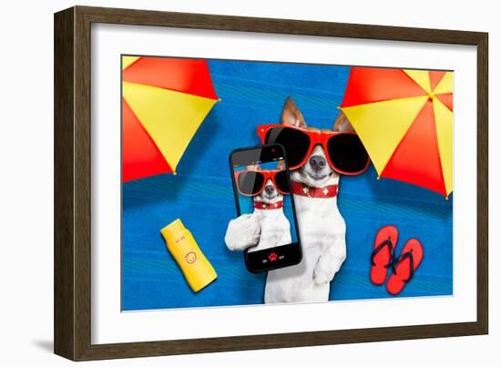 Dog Summer Beach Selfie-Javier Brosch-Framed Photographic Print