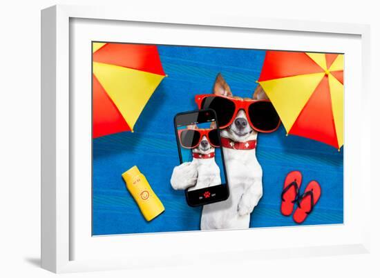 Dog Summer Beach Selfie-Javier Brosch-Framed Photographic Print