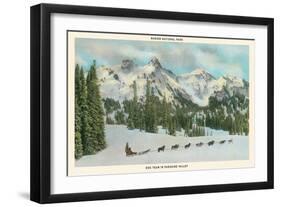 Dog Team, Paradise Valley, Rainier National Park-null-Framed Art Print