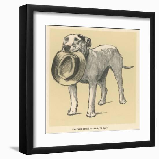 Dog Trained to Fetch His Master's Hat-Cecil Aldin-Framed Art Print