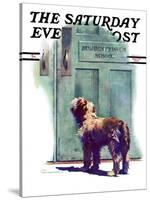 "Dog Waiting for Schoolboy," Saturday Evening Post Cover, September 10, 1938-Robert C. Kauffmann-Stretched Canvas