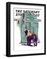 "Dog Waiting for Schoolboy," Saturday Evening Post Cover, September 10, 1938-Robert C. Kauffmann-Framed Giclee Print