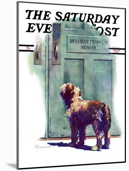 "Dog Waiting for Schoolboy," Saturday Evening Post Cover, September 10, 1938-Robert C. Kauffmann-Mounted Giclee Print