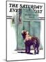 "Dog Waiting for Schoolboy," Saturday Evening Post Cover, September 10, 1938-Robert C. Kauffmann-Mounted Giclee Print