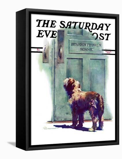 "Dog Waiting for Schoolboy," Saturday Evening Post Cover, September 10, 1938-Robert C. Kauffmann-Framed Stretched Canvas