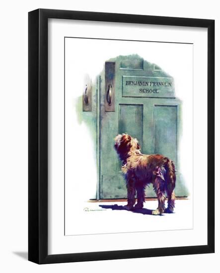 "Dog Waiting for Schoolboy,"September 10, 1938-Robert C. Kauffmann-Framed Giclee Print