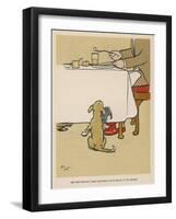 Dog Waits Expectantly by the Table as His Master Eats-Cecil Aldin-Framed Art Print