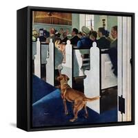 "Dog Walks Down Aisle of Church", March 24, 1956-George Hughes-Framed Stretched Canvas