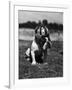 Dog Wearing Helmet on Football Field-Bettmann-Framed Photographic Print