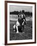 Dog Wearing Helmet on Football Field-Bettmann-Framed Photographic Print