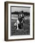 Dog Wearing Helmet on Football Field-Bettmann-Framed Photographic Print