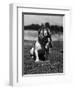 Dog Wearing Helmet on Football Field-Bettmann-Framed Photographic Print